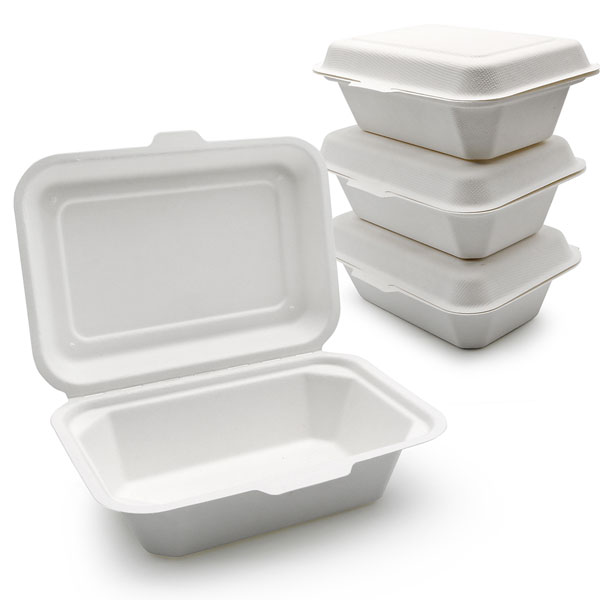 Sugarcane Clamshells 600ml self-locking food container